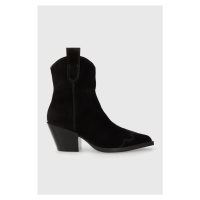 Semišové kovbojské boty Copenhagen CPH238 suede dámské, černá barva, na podpatku