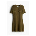 H & M - Rib-knit button-front dress - zelená