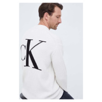 Bavlněný svetr Calvin Klein Jeans béžová barva, lehký