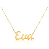 Zlatý náhrdelník 585 se jménem Eva, jemný nastavitelný řetízek