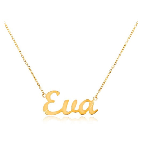 Zlatý náhrdelník 585 se jménem Eva, jemný nastavitelný řetízek Šperky eshop
