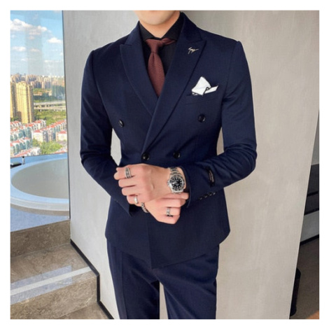 Luxusní oblek 2v1 dvouřadé sako s broží + kalhoty JFC FASHION