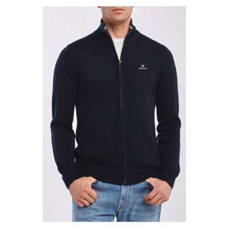 SVETR GANT COTTON PIQUE ZIP CARDIGAN