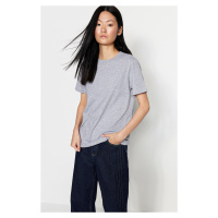 Trendyol Gray Premium Basic Crew Neck Knitted T-Shirt