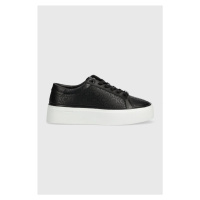 Sneakers boty Calvin Klein FLATFORM CUPSOLE LACE UP-EPI MN černá barva, HW0HW01670