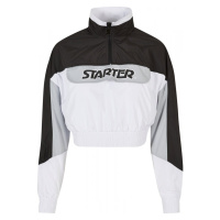 Ladies Starter Colorblock Pull Over Jacket - black/white