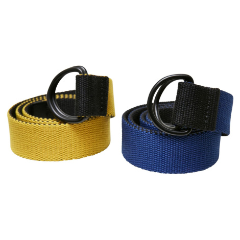 Easy D-Ring Belt Kids 2-Pack černá/královská+černá/žlutá Urban Classics