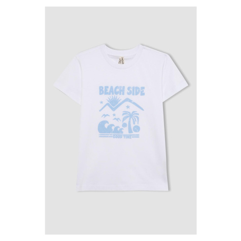 DEFACTO Girls Crew Neck Printed Short Sleeve T-Shirt