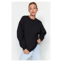 Trendyol Black Thick Fleece Inside Regular/Regular fit Crew Neck Basic Knitted Sweatshirt