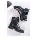 Černé šněrovací kotníkové boty 1-26299
