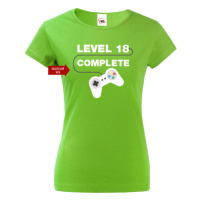 Dámské tričko k 18. narozeninám Level complete - s věkem na přání