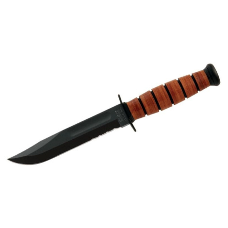 Nůž s pevnou čepelí Short Fighting KA-BAR®, kombinované ostří – Černá čepel, Hnědá