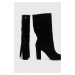 Semišové boty Lauren Ralph Artizan II dámské, černá barva, na podpatku, 802917374001
