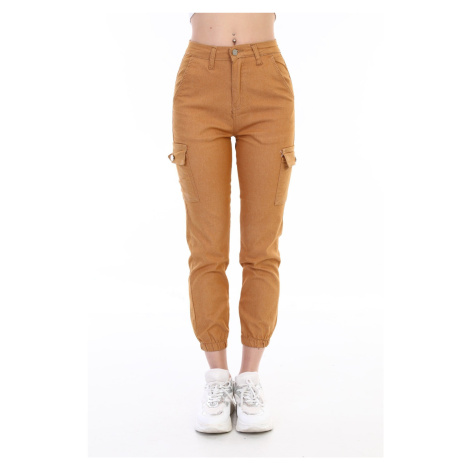 BİKELİFE Camel Cargo Pocket Gabardine Trousers