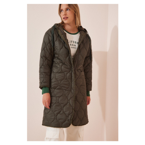 Happiness İstanbul Women's Khaki Hooded Quilted Coat