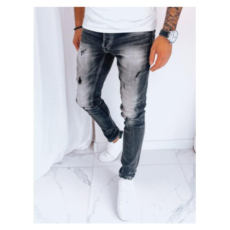 Pánské džíny s dírami v šedé barvě DStreet