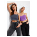 Trendyol Anthracite-Purple 2 Pack Cotton Spaghetti Strap Crop Flexible Knitted Undershirt