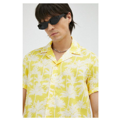 Košile Drykorn Bijan pánská, žlutá barva, regular, s italským límcem