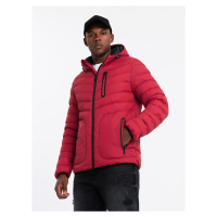 Ombre Men's quilted sports jacket with contrasting zipper - red