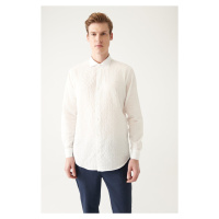 Avva Men's White See-through Cotton Classic Collar Regular Fit Shirt