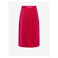Tmavě růžová dámská saténová plisovaná midi sukně JDY Sarah - Dámské