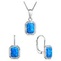 Evolution Group Sada šperků se syntetickým opálem a krystaly Preciosa náušnice a přívěšek modré 