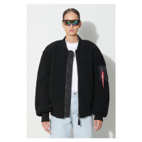 Bomber bunda Alpha Industries Ma-1 Teddy černá barva, přechodná, oversize, 108102.03-Black