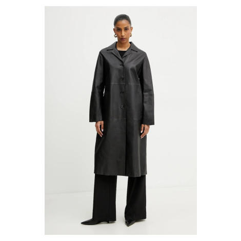 Kožený kabát MAX&Co. dámský, černá barva, přechodný, 2518471012200