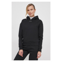 Mikina Calvin Klein dámská, černá barva, s kapucí, hladká