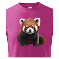 Dětské tričko s červenou pandou - krásný barevný motiv s plnými barvami