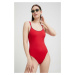 Jednodílné plavky Tommy Hilfiger červená barva, měkký košík