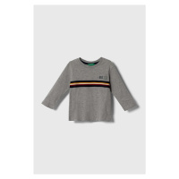 Dětská bavlněná košile s dlouhým rukávem United Colors of Benetton šedá barva, s aplikací