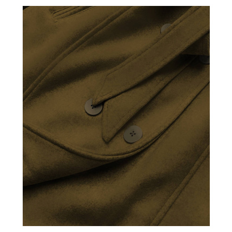 Dámský kabát v khaki barvě s kožešinou (JC241) Ann Gissy