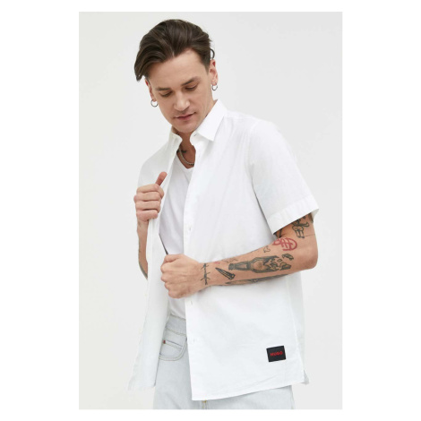 Košile HUGO pánská, bílá barva, regular, s klasickým límcem, 50475668 Hugo Boss