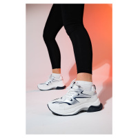 LuviShoes BUREN White-Grey Women's Thick Sole Sports Sneakers