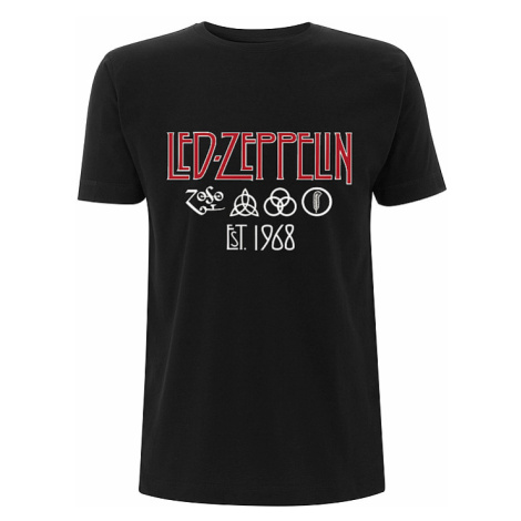 Led Zeppelin tričko, Symbols Est. 68 Black, pánské Probity Europe Ltd