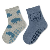 Sterntaler ABS ponožky dvojité balení bizon / lední medvěd světle šedé