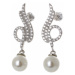 Dámské stříbrné naušnice s perlou a čirými zirkony STNAU0574F