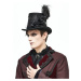 klobouk DEVIL FASHION - Abandoned Carnival - Gothic Top Hat with Fishnet and Feathers