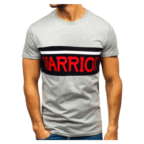 Pánské tričko s potiskem "Warrior" 100701 - šedá Kesi