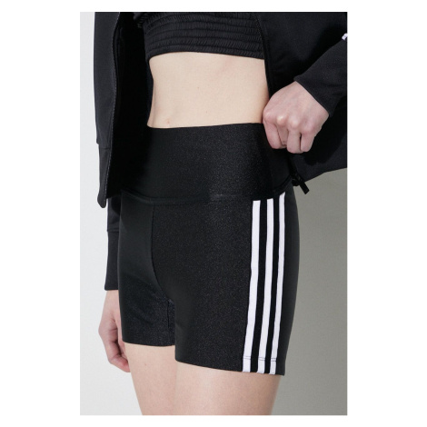 Kraťasy adidas Originals dámské, černá barva, s aplikací, high waist, IP0724