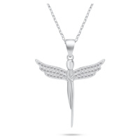 Brilio Silver Půvabný stříbrný náhrdelník Andělíček se zirkony NCL132W