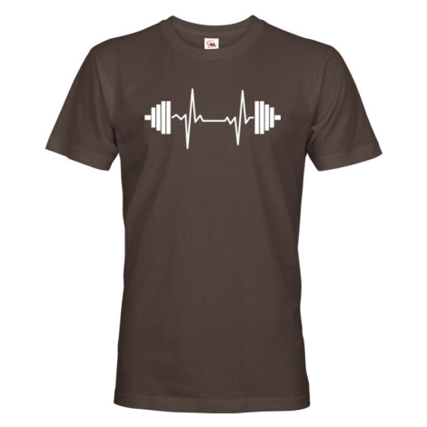 Pánské tričko s potiskem tepu a činku - skvělé fitness tričko BezvaTriko