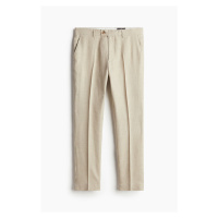 H & M - Lněné společenské kalhoty Slim Fit - béžová