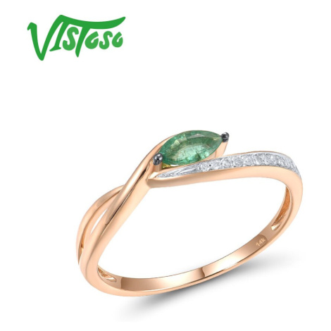 Jemný prsten zdobený diamanty a smaragdem Listese