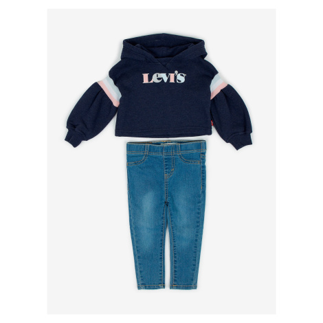 Levi&#39;s Modrý holčičí set džínů a mikiny s kapucí Levi's® - Holky Levi´s