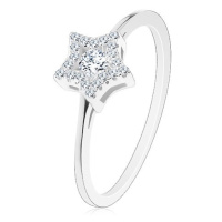 Zásnubní prsten ze stříbra 925, zářivá hvězdička, kulatý zirkon uprostřed