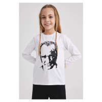 DEFACTO Girls Atatürk Printed Long Sleeved T-Shirt