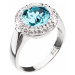 Stříbrný prsten s krystaly Swarovski tyrkysový kulatý 35026.3