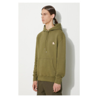 Bavlněná mikina Maison Kitsuné Chillax Patch Regular Hoodie pánská, zelená barva, s kapucí, s ap